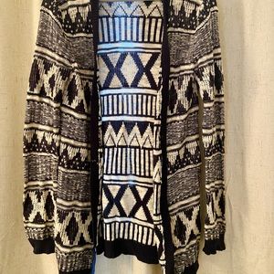 Knitted navy and cream cardigan